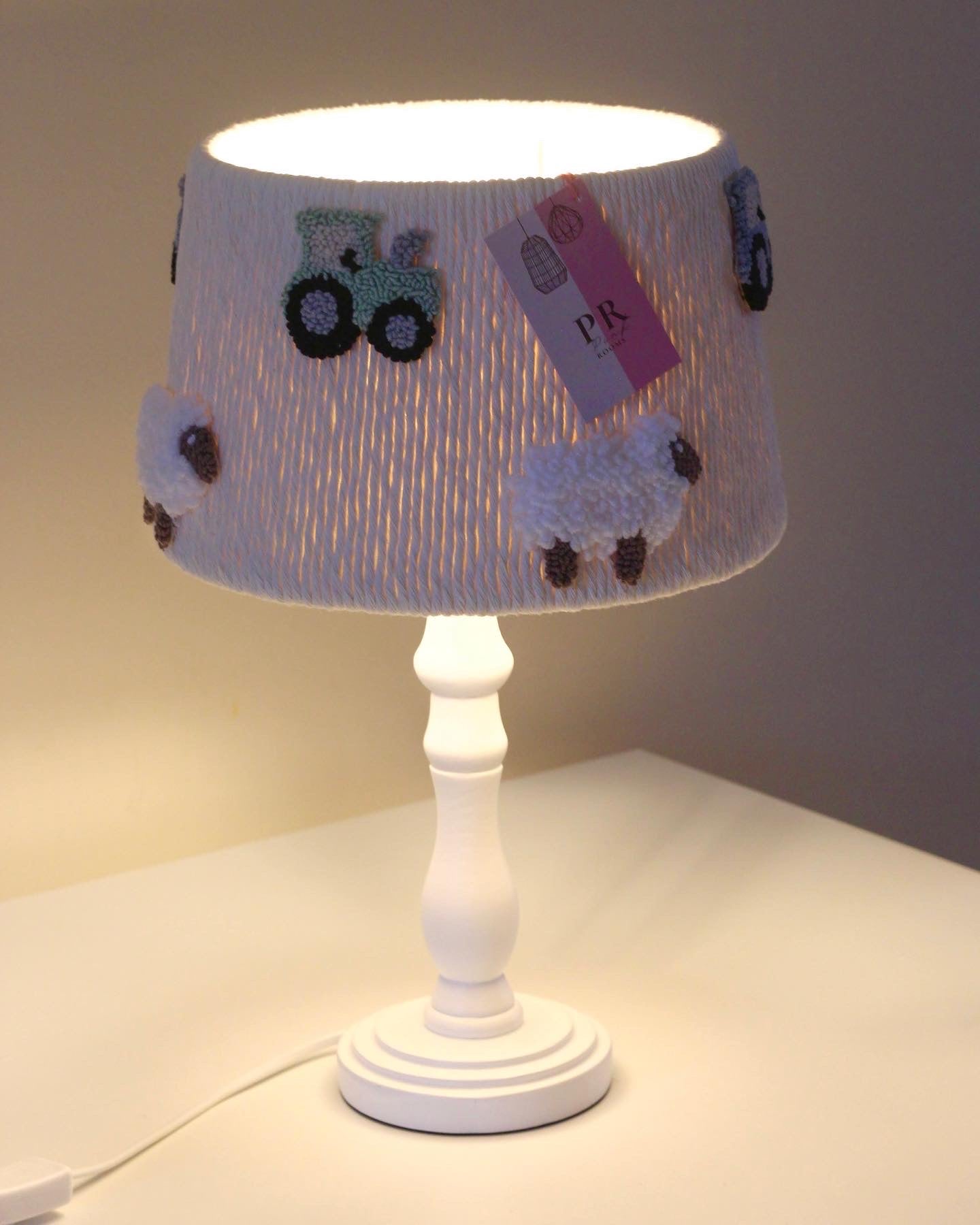 TRACTOR AND SHEEP TABLE LAMPSHADE