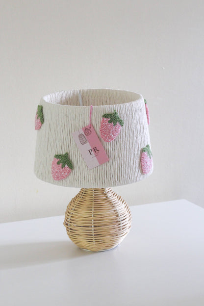 STRAWBERRY SMALL TABLE LAMP decorated with pink strawberries