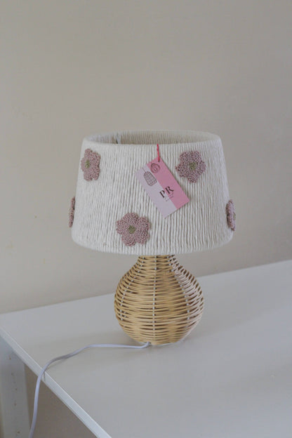 MISS BLOOM TABLE LAMP decorated with dark lilac & gold flowers