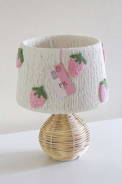 STRAWBERRY SMALL TABLE LAMP decorated with pink strawberries