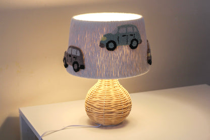 GREEN AND BROWN CAR TABLE LAMP