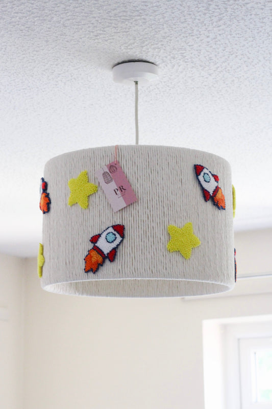 ROCKET LAMPSHADE decorated with stars and rockets