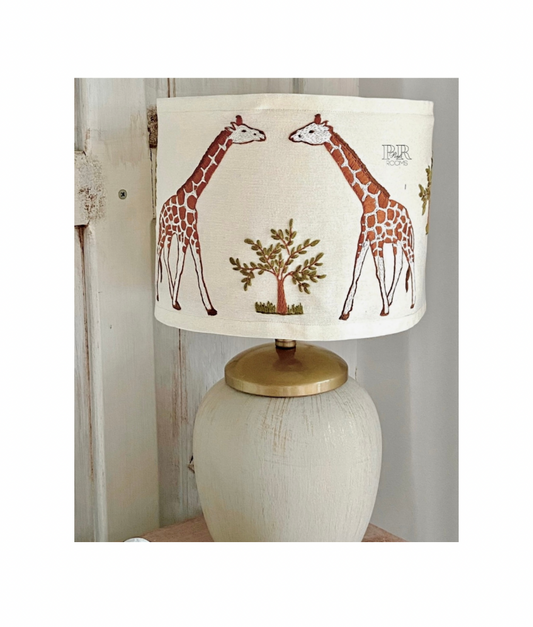 HAND EMBROIDERED GIRAFFE LAMPSHADE