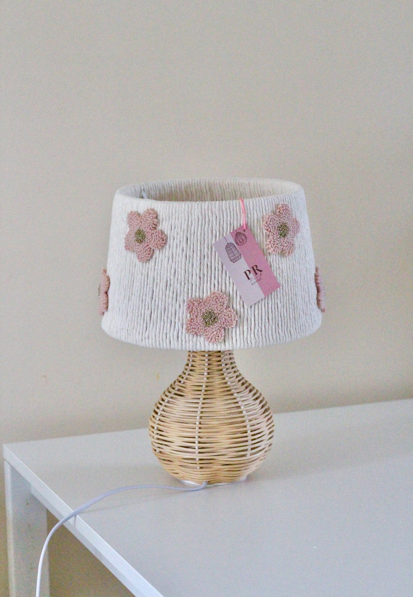 MISS BLOOM TABLE LAMP decorated with pink gold flowers