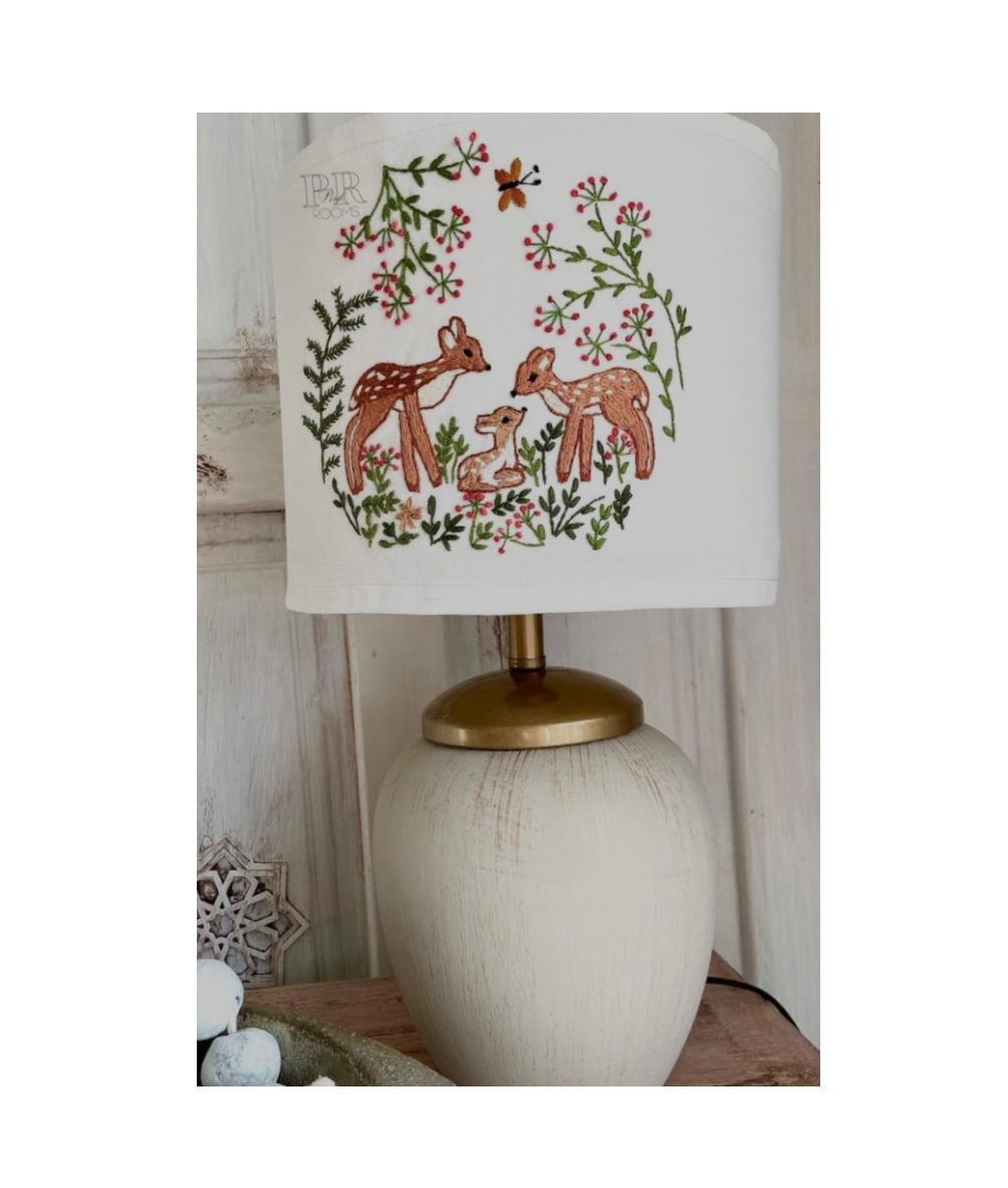 HAND EMBROIDERED DEER LAMPSHADE