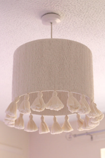 NEUTRAL TASSEL LAMPSHADE