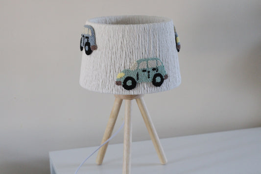 CAR TABLE LAMP WITH WOODEN BASE